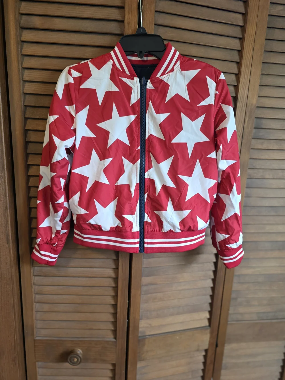 DC Comics Girls Wonder Woman Reversible Bomber Jacket Size M 7-8 Navy Red